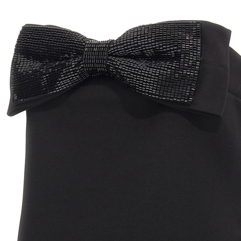 Self-Portrait Elegant Black Bow Crop Top